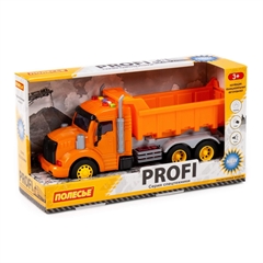 Profi, samochód-wywrotka inercyjny (ze światłem i dźwiękiem) (pomarańczowy) (w pudełku)