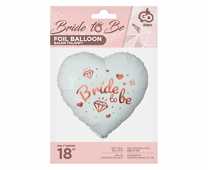 Balon foliowy Bride To Be (białe serce), 18